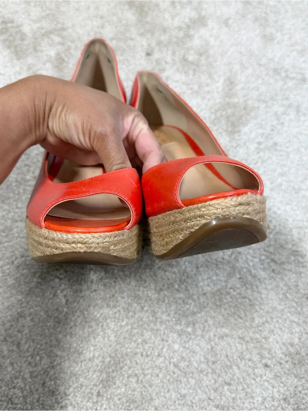 Schutz Women’s Wedges Heels Shoes Peep Toe in Orange 9